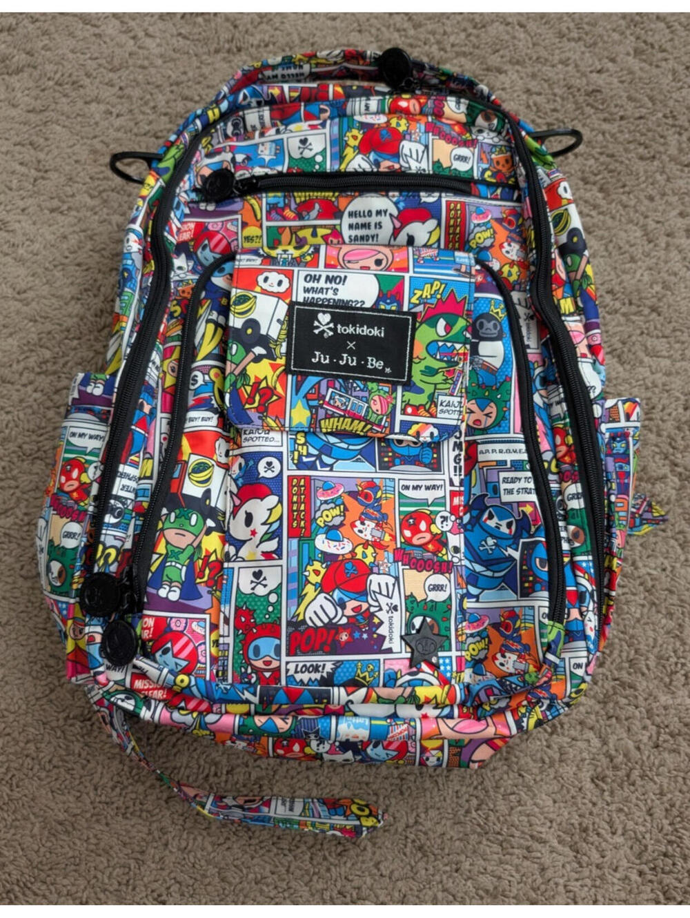 Ju-Ju-Be x Tokidoki Comic Strip Superhero Backpack Diaper Bag EUC